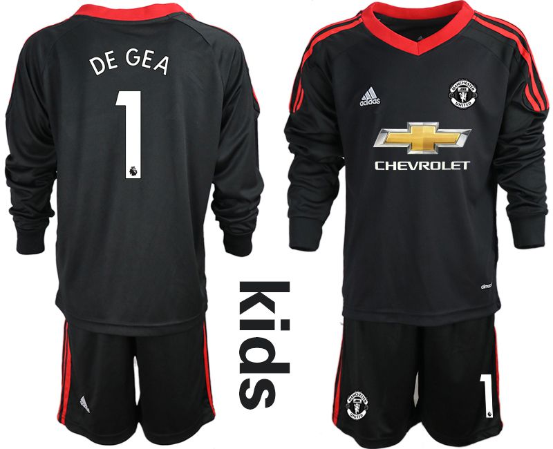 Youth 2020-2021 club Manchester United black long sleeve goalkeeper #1 Soccer Jerseys1->manchester united jersey->Soccer Club Jersey